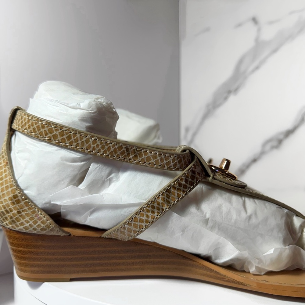 NWT Coach Ingrid Natural Snake Print Leather Sandals Women’s Size 8 New in Box - Picture 5 of 5